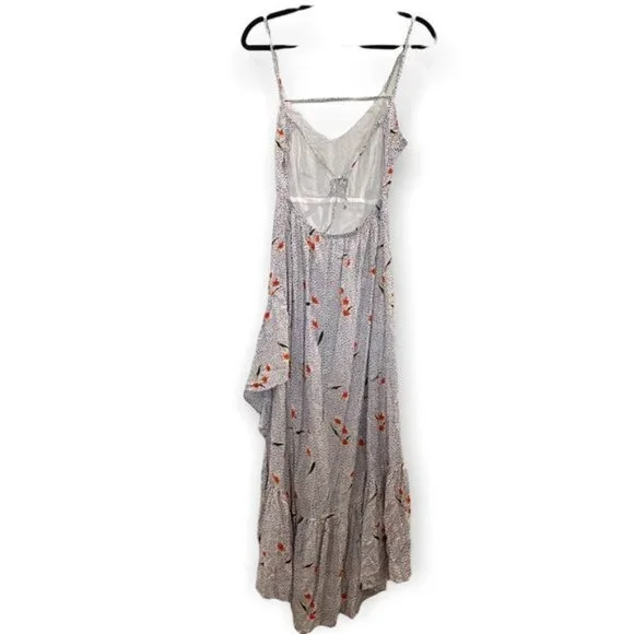 Urban Outfitters Floral Print Ruffle Trim Midi Dress Hi Low White Small - Picture 8 of 8